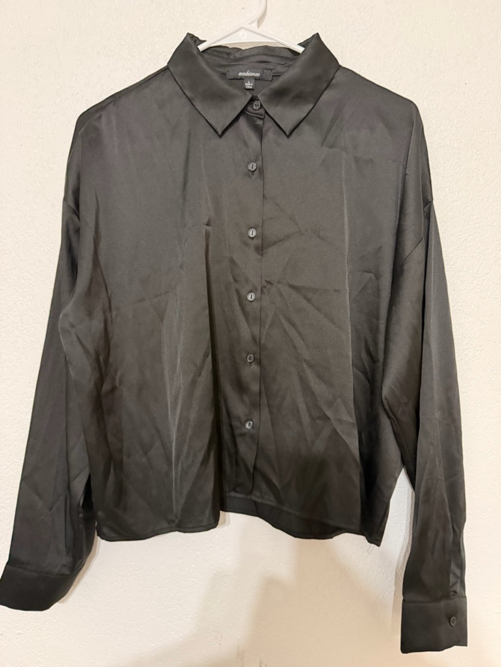 Ambiance Black Women's Long-Sleeve Button-Up Blouse